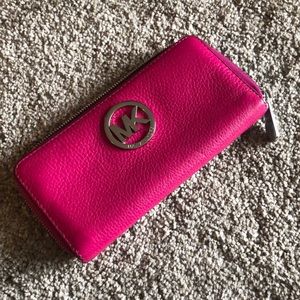 Michael Kors Fuschia Continental Leather Wallet